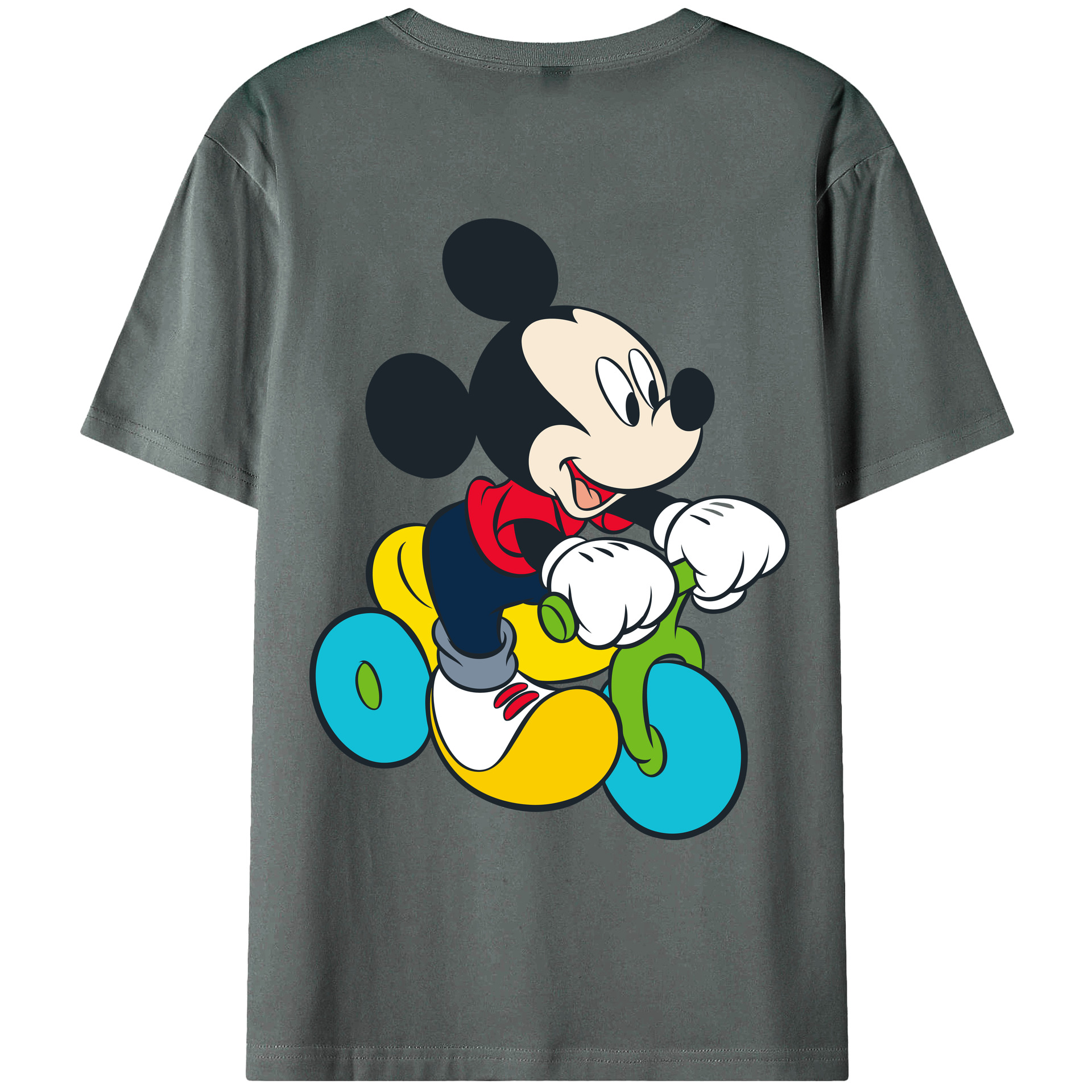ミッキーマウス Mickey Mouse 綿100％ メンズ半袖Tシャツ（バックプリント） 通気性